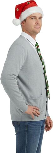 Clark Christmas Costume Clark Cardigan Sweater Christmas Tie Santa Hat with Bell for Adults Halloween Holiday Party in Saudi Arabia