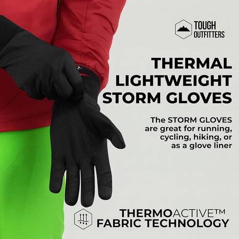 Tough Outfitters Thermal Glove Liners - Hiking Gloves Women Running Gloves Men - Glove Cold Weather - Touchscreen Function in Saudi Arabia