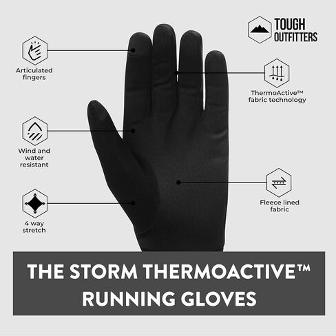 Tough Outfitters Thermal Glove Liners - Hiking Gloves Women Running Gloves Men - Glove Cold Weather - Touchscreen Function in Saudi Arabia