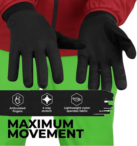 Tough Outfitters Thermal Glove Liners - Hiking Gloves Women Running Gloves Men - Glove Cold Weather - Touchscreen Function in Saudi Arabia