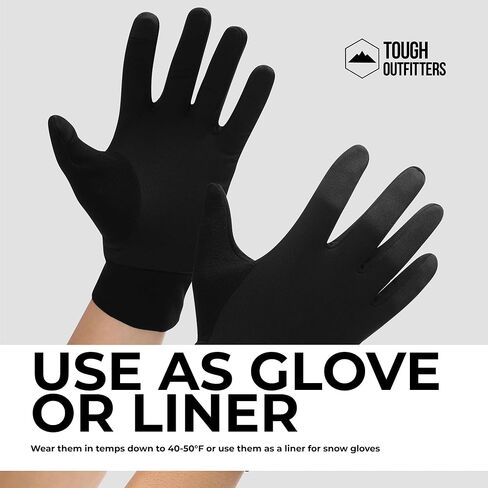 Tough Outfitters Thermal Glove Liners - Hiking Gloves Women Running Gloves Men - Glove Cold Weather - Touchscreen Function in Saudi Arabia