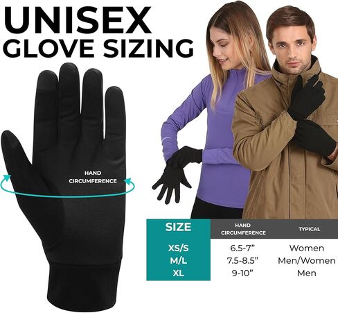 Tough Outfitters Thermal Glove Liners - Hiking Gloves Women Running Gloves Men - Glove Cold Weather - Touchscreen Function in Saudi Arabia