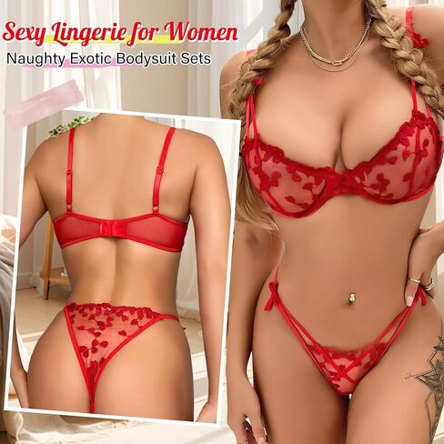 Lingerie for Women Sexy Bra and Panty Sets Sheer See Through Lace Sexy Bra Lingerie Sets Exotic Nightie Outfits for Women in Saudi Arabia