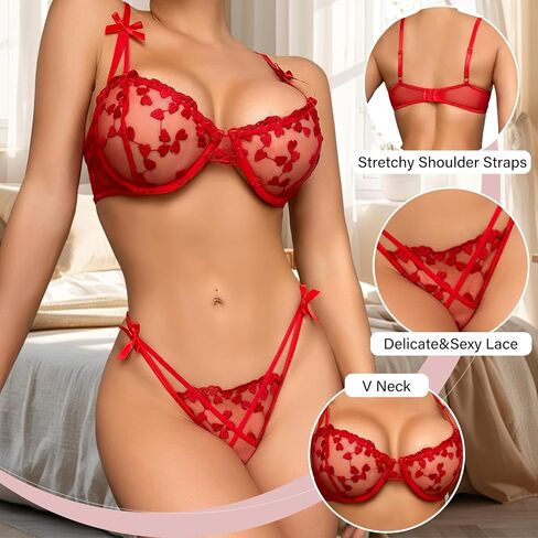 Lingerie for Women Sexy Bra and Panty Sets Sheer See Through Lace Sexy Bra Lingerie Sets Exotic Nightie Outfits for Women in Saudi Arabia