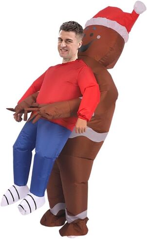 Inflatable Gingerbread Man Costume Christmas Blow Up Costume Adult Inflatable Suit Gingerbread Man for Party in Saudi Arabia