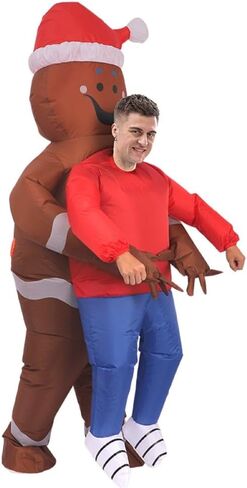Inflatable Gingerbread Man Costume Christmas Blow Up Costume Adult Inflatable Suit Gingerbread Man for Party in Saudi Arabia