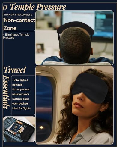 3D Silk Sleep Mask, Eye Pillow for Insomnia Relief (Black) in Saudi Arabia