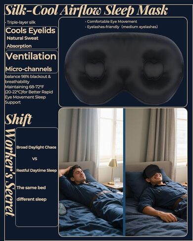 3D Silk Sleep Mask, Eye Pillow for Insomnia Relief (Black) in Saudi Arabia