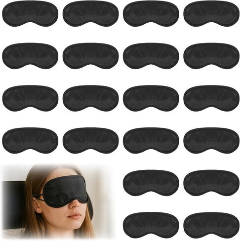 20Pcs Eye Mask Sleep Masks Bulk Blindfolds for Party Games with Adjustable Strap and Nose Pad for Women Men Kids, Black Blindfold for Kids in Saudi Arabia
