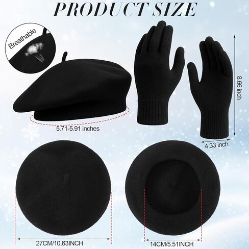 3 Pack Beret Hat Scarf Glove Set French Hat Pashmina Shawl Scarf Winter Gloves Set Women Christmas Clod Weather in Saudi Arabia