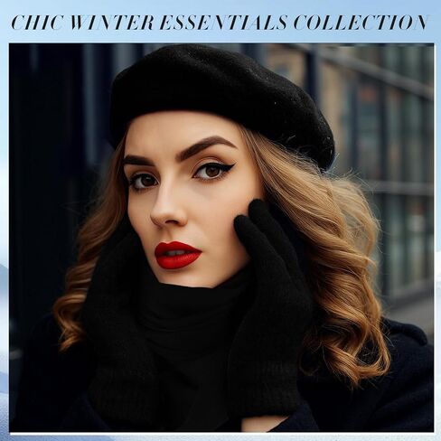 3 Pack Beret Hat Scarf Glove Set French Hat Pashmina Shawl Scarf Winter Gloves Set Women Christmas Clod Weather in Saudi Arabia