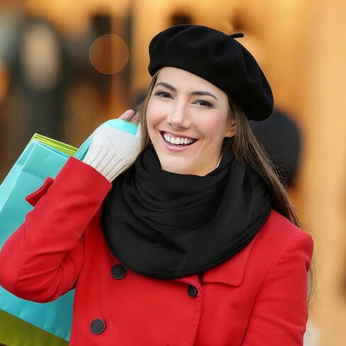 3 Pack Beret Hat Scarf Glove Set French Hat Pashmina Shawl Scarf Winter Gloves Set Women Christmas Clod Weather in Saudi Arabia