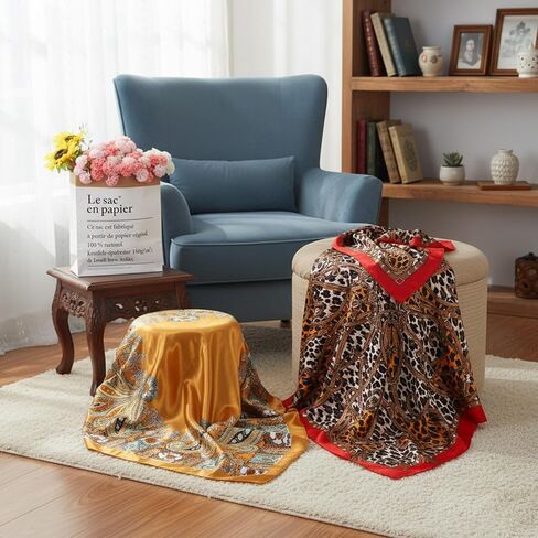 6 Pcs 35'' Large Square Head Scarf for Women Silk Like Lightweight Bandana Scarves in Saudi Arabia