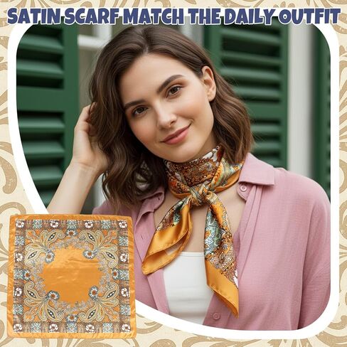 6 Pcs 35'' Large Square Head Scarf for Women Silk Like Lightweight Bandana Scarves in Saudi Arabia