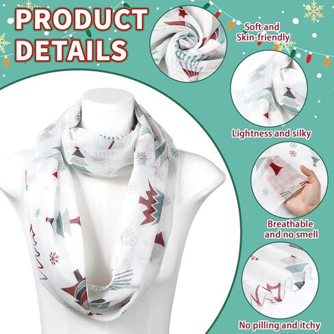 Christmas Scarf for Women Lightweight Christmas Infinity Scarves for Women 2025 Winter Xmas Light Weight Red and Green Xmas Tree Soft Scarf Holiday Gifts Neck Wrap for Mom Sister Friend Party Favor in Saudi Arabia