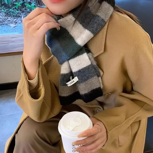 Fashion Rainbow Striped Scarf Winter Thick Knit Wool Scarves Holiday Gifts in Saudi Arabia