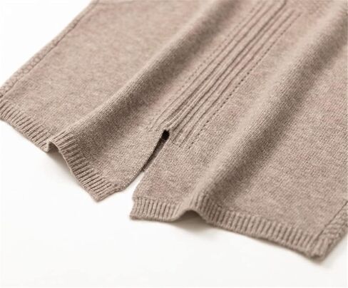 100% Cashmere Women's Solid Knitted Sweater Vest Short Sleeveless Pullover Sweater Slit Back (Beige L) in Saudi Arabia