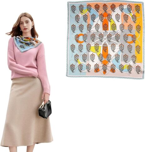 100% Mulberry Silk 21“ Square Scarf for Women，Luxury Fashion Bandana, Lightweight Head Wrap & Neck Scarf Accessory in Saudi Arabia