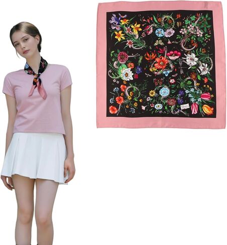 100% Mulberry Silk 21“ Square Scarf for Women，Luxury Fashion Bandana, Lightweight Head Wrap & Neck Scarf Accessory in Saudi Arabia