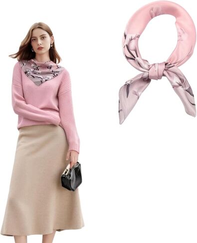 100% Mulberry Silk 21“ Square Scarf for Women，Luxury Fashion Bandana, Lightweight Head Wrap & Neck Scarf Accessory in Saudi Arabia