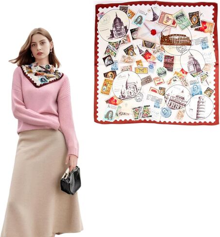 100% Mulberry Silk 21“ Square Scarf for Women，Luxury Fashion Bandana, Lightweight Head Wrap & Neck Scarf Accessory in Saudi Arabia
