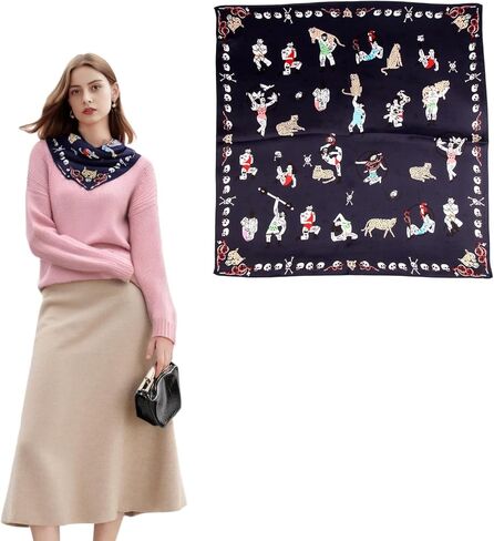 100% Mulberry Silk 21“ Square Scarf for Women，Luxury Fashion Bandana, Lightweight Head Wrap & Neck Scarf Accessory in Saudi Arabia