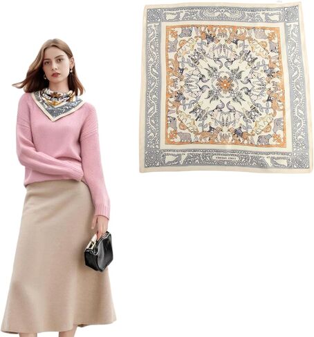100% Mulberry Silk 21“ Square Scarf for Women，Luxury Fashion Bandana, Lightweight Head Wrap & Neck Scarf Accessory in Saudi Arabia