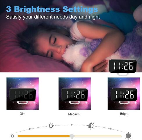 Slim Digital Mirror Aesthetic Alarm Clock for Bedrooms Desk Decor - Plug in Electric Big LED Modern Small Clock for Office Living Room, 3 Levels Brightness, White in Saudi Arabia