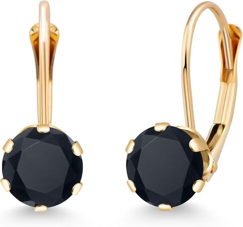 Gem Stone King 14K Yellow Gold 6MM Round Gemstone Birthstone Leverback Dangle Earrings | Gold Earrings For Women in Saudi Arabia