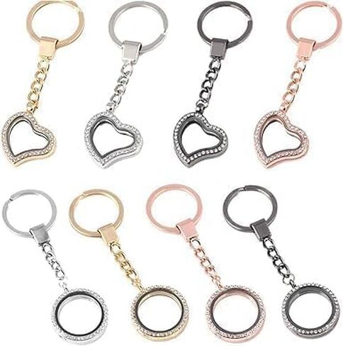 Silver Crystal Round Floating Glass Locket Memory Keyring Charm Comfortable and Environmentally Necklaces Bridal Wedding Bouquet Charms for Photo and Decoration in Saudi Arabia