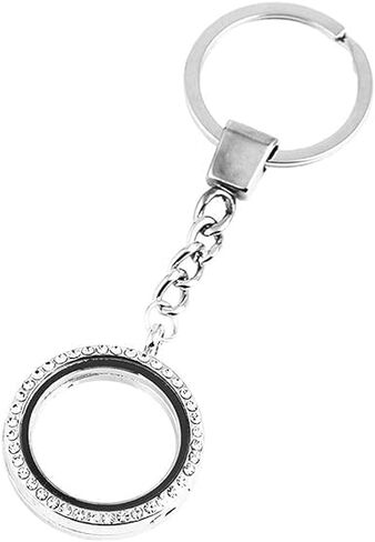 Silver Crystal Round Floating Glass Locket Memory Keyring Charm Comfortable and Environmentally Necklaces Bridal Wedding Bouquet Charms for Photo and Decoration in Saudi Arabia
