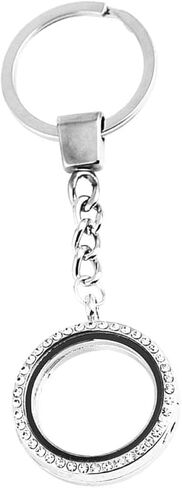 Silver Crystal Round Floating Glass Locket Memory Keyring Charm Comfortable and Environmentally Necklaces Bridal Wedding Bouquet Charms for Photo and Decoration in Saudi Arabia