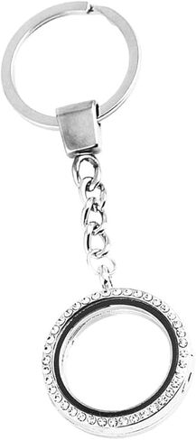 Silver Crystal Round Floating Glass Locket Memory Keyring Charm Comfortable and Environmentally Necklaces Bridal Wedding Bouquet Charms for Photo and Decoration in Saudi Arabia
