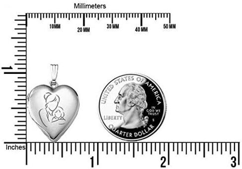 PicturesOnGold.com Sterling Silver Mom and Daughter Heart Locket - 3/4 Inch X 3/4 Inch with Engraving in Saudi Arabia