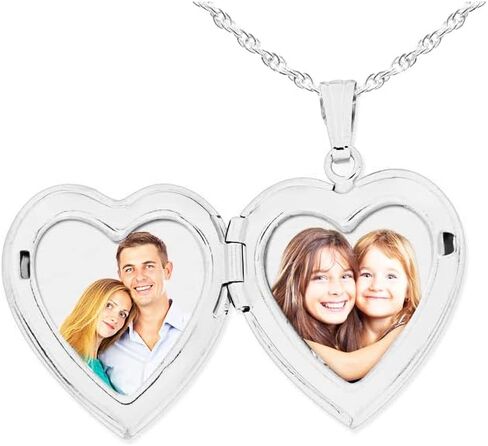 PicturesOnGold.com Sterling Silver Mom and Daughter Heart Locket - 3/4 Inch X 3/4 Inch with Engraving in Saudi Arabia