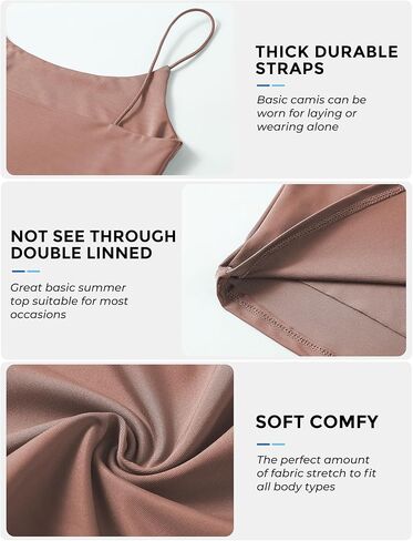 Buauty 4 Packs Crop Tops Spaghetti Strap Tank Tops for Women, Basic cami Crop Tank top Double Lined Camisole Tops, Thin Strap Bralette Tank Tops for Women Black+White+Grey+Brown, XL in Saudi Arabia