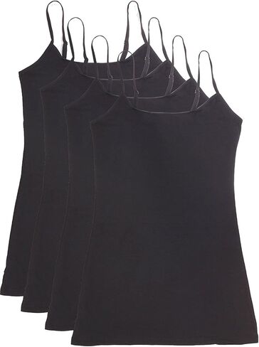 Active Basic Women's Basic Casual Plain Camisole Cami Top Tank Junior and Plus Sizes - 4 Pack Pack Deal in Saudi Arabia