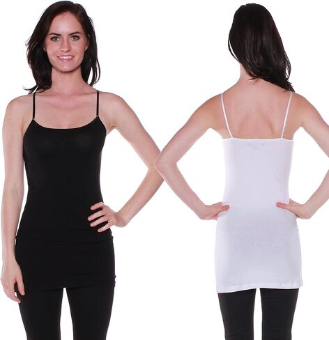 Active Basic Women's Basic Casual Plain Camisole Cami Top Tank Junior and Plus Sizes - 4 Pack Pack Deal in Saudi Arabia
