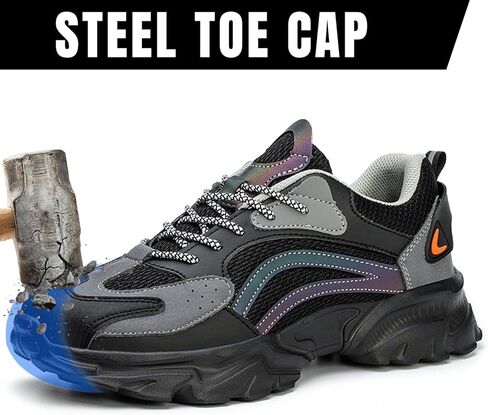 Steel Toe Shoes for Men, Comfortable Breathable Safety Sneakers, Lightweight Wide Work Shoes in Saudi Arabia