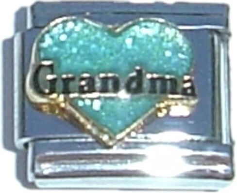 NewCharms Grandma Green Heart Black Letters Italian Charm in Saudi Arabia
