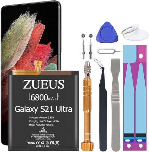 Galaxy S22 Ultra Battery ZURUN 6800mAh Li-Polymer Battery EB-BS908ABY Replacement for Galaxy S22 Ultra 5G SM-S908U with Screwdriver Tool Kit | S22 Ultra Battery Replacement Kit in Kuwait