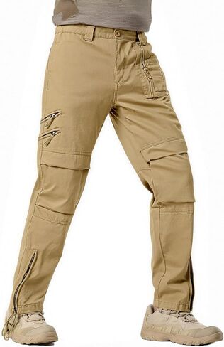 Men's Cargo Work Pants Camo Cotton Tactical Military Ripstop Hiking with Multi Zipper Pockets in Saudi Arabia