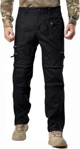 Men's Cargo Work Pants Camo Cotton Tactical Military Ripstop Hiking with Multi Zipper Pockets in Saudi Arabia