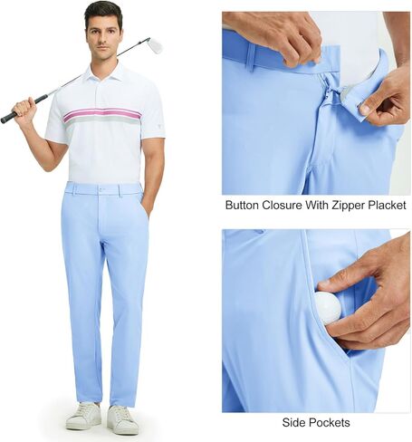 M MAELREG Mens Golf Pants Stretch 30"/32"/34" Classic Fit Quick Dry Lightweight Casual Dress Trousers with Pockets in Saudi Arabia