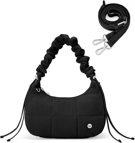 WESTBRONCO Small Puffer Shoulder Bag, Quilted Crescent Crossbody Bags for Women Nylon Daily Purse, Womens Puffy Handbags in Saudi Arabia