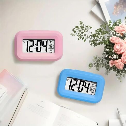 Multifunctional Digital Alarm Clock with Temperature Display Date LED Backlight Timer Compact Bedside Table Clock for Home Office Bedroom in Saudi Arabia