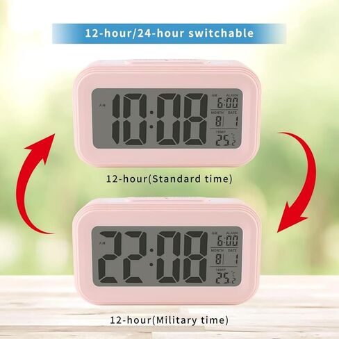 Multifunctional Digital Alarm Clock with Temperature Display Date LED Backlight Timer Compact Bedside Table Clock for Home Office Bedroom in Saudi Arabia