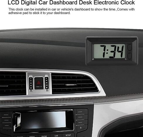 LCD Digital Clock, Electric Desk Clock, Table Clock Car Dashboard Electronic Time Calendar Display, for Vehicle and Home Office Use in Saudi Arabia