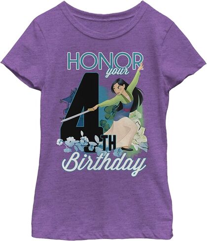 Disney Girl's Mulan Four Birthday T-Shirt in Saudi Arabia