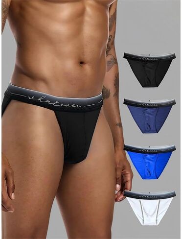4 PCS Men Triangle Briefs Underwear Set Stylish Low Rise Men Bikini Style Briefs Elastic Waist Daily Wear Underpants in Saudi Arabia